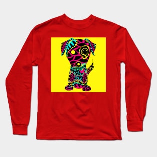 the tribal aztec dog in ecopop pattern Long Sleeve T-Shirt